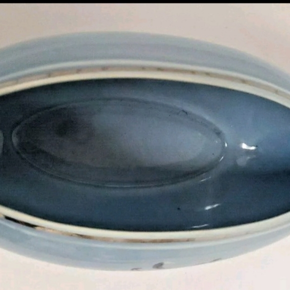 Vintage Taylor Smith & Taylor Pebbleford Blue Creamer Wheat Design Silver Trim - Picture 5 of 6